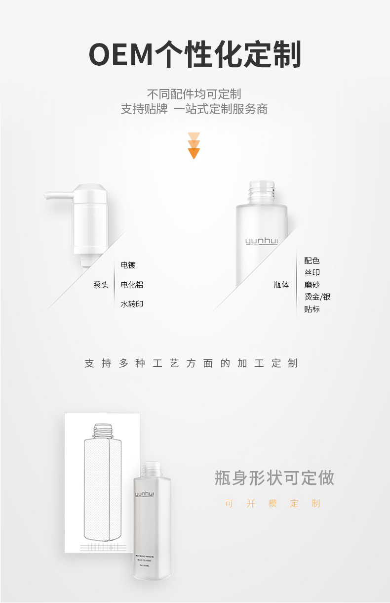 250ml圆柱形化妆品瓶PET沐浴油身体乳洗护瓶洗发沐浴露瓶